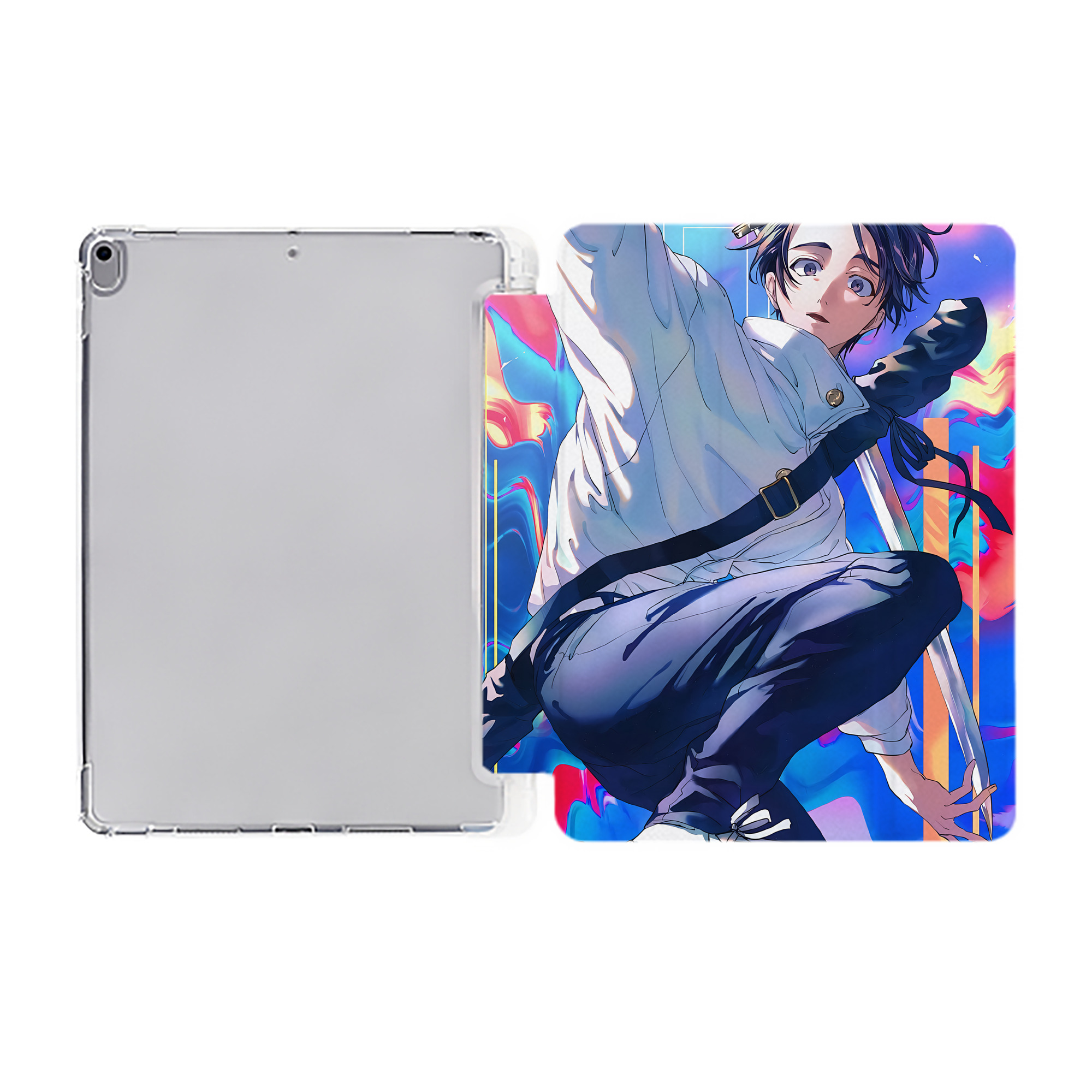 （画像用） 呪術廻戦 Jujutsu Kaisen IPad ケース ペン収納付き 三つ折りスタンド PUレザー×シリコン 対応機種9.5/10.5/10.9インチ